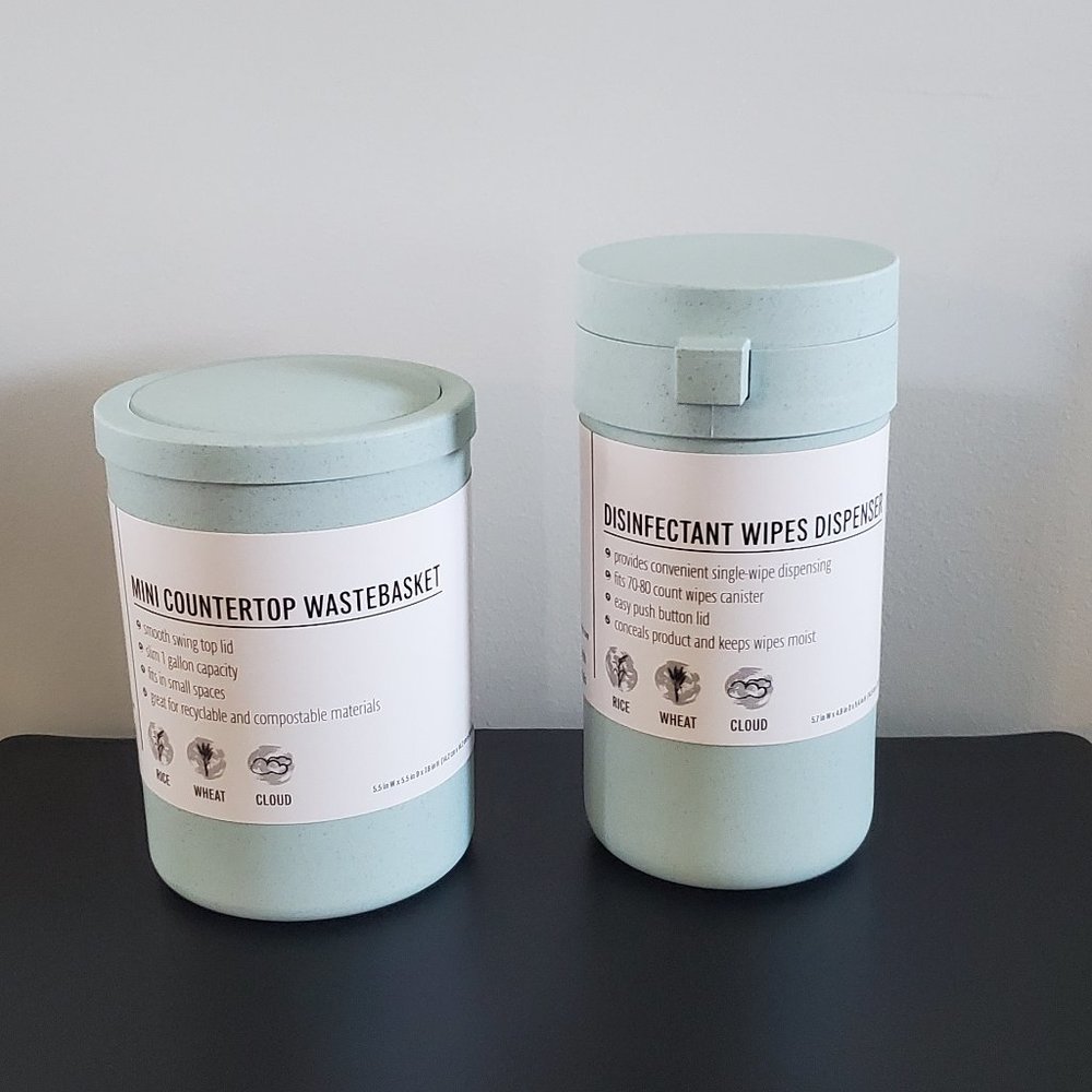 Mini Countertop Wastebasket & Disinfectant Wipes Dispenser Set by En Home